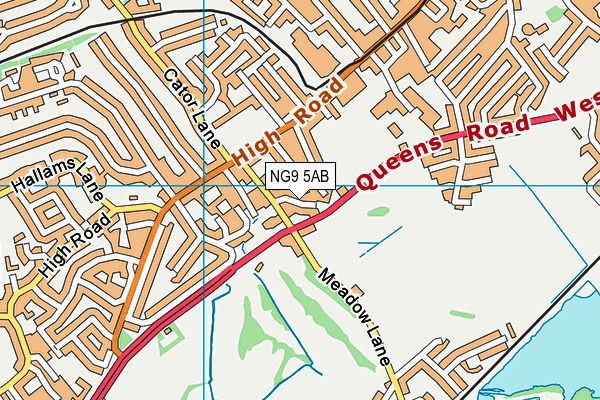 NG9 5AB map - OS VectorMap District (Ordnance Survey)