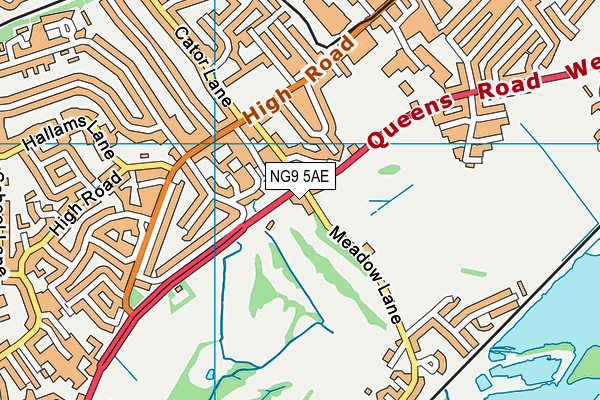 NG9 5AE map - OS VectorMap District (Ordnance Survey)