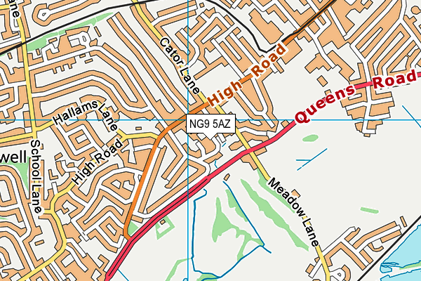 NG9 5AZ map - OS VectorMap District (Ordnance Survey)