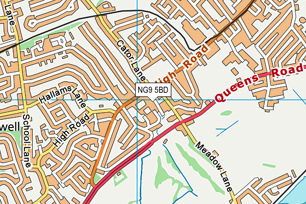 NG9 5BD map - OS VectorMap District (Ordnance Survey)