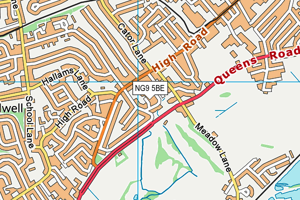 NG9 5BE map - OS VectorMap District (Ordnance Survey)