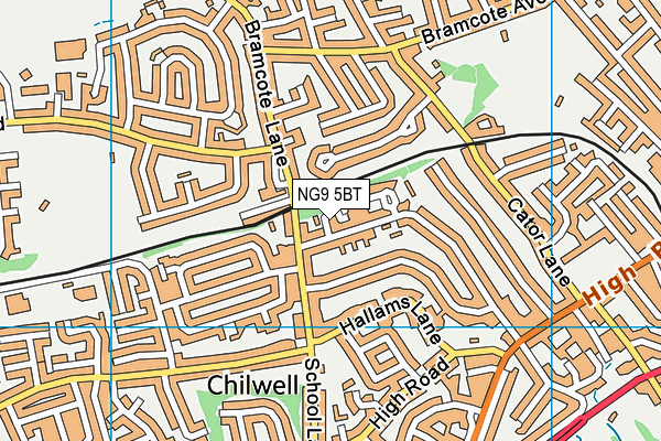 NG9 5BT map - OS VectorMap District (Ordnance Survey)