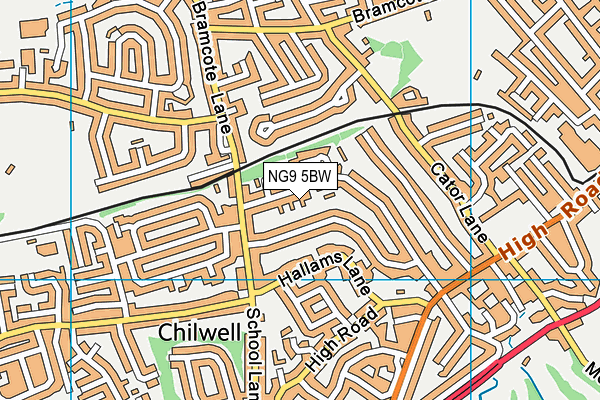 NG9 5BW map - OS VectorMap District (Ordnance Survey)