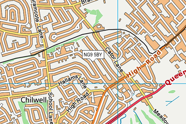 NG9 5BY map - OS VectorMap District (Ordnance Survey)
