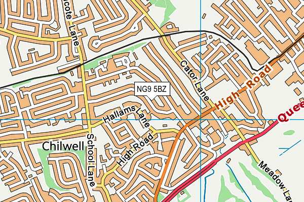 NG9 5BZ map - OS VectorMap District (Ordnance Survey)