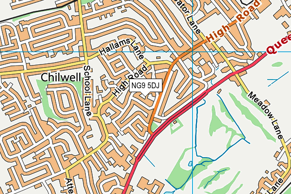 NG9 5DJ map - OS VectorMap District (Ordnance Survey)