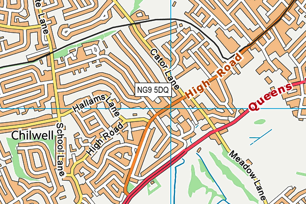 NG9 5DQ map - OS VectorMap District (Ordnance Survey)