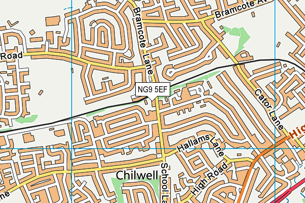 NG9 5EF map - OS VectorMap District (Ordnance Survey)