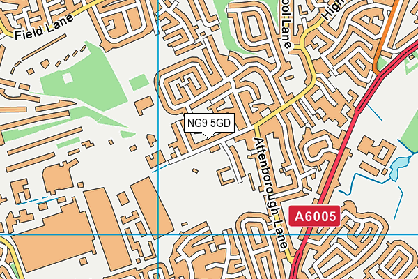 NG9 5GD map - OS VectorMap District (Ordnance Survey)