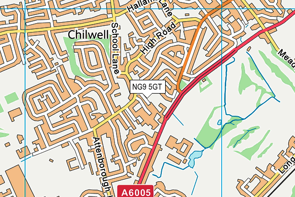 NG9 5GT map - OS VectorMap District (Ordnance Survey)