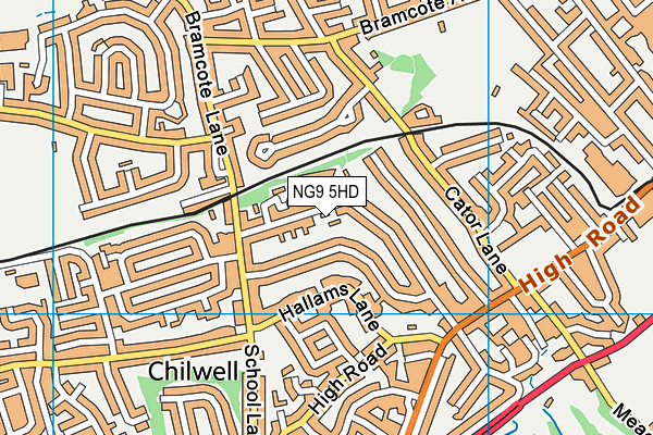 NG9 5HD map - OS VectorMap District (Ordnance Survey)