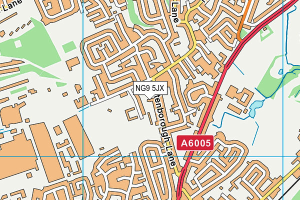 NG9 5JX map - OS VectorMap District (Ordnance Survey)