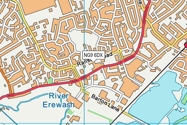 NG9 6DX map - OS VectorMap District (Ordnance Survey)