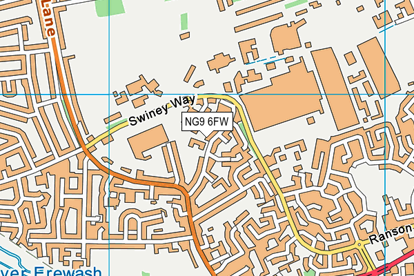 NG9 6FW map - OS VectorMap District (Ordnance Survey)