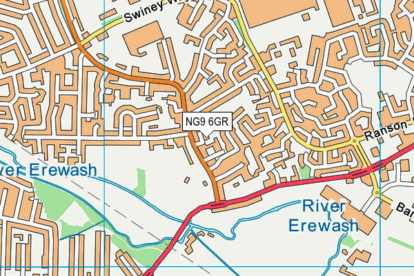 NG9 6GR map - OS VectorMap District (Ordnance Survey)