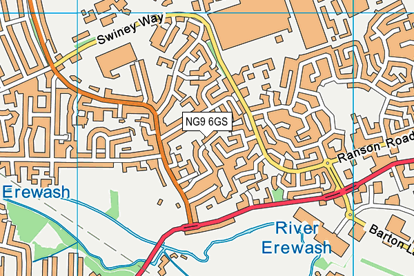 NG9 6GS map - OS VectorMap District (Ordnance Survey)