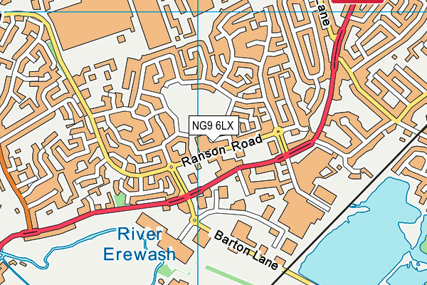 NG9 6LX map - OS VectorMap District (Ordnance Survey)