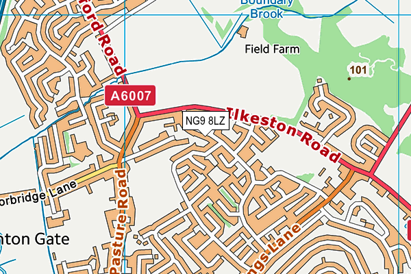 NG9 8LZ map - OS VectorMap District (Ordnance Survey)