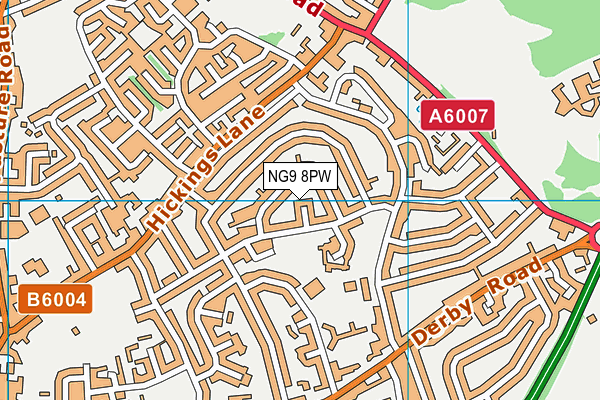 NG9 8PW map - OS VectorMap District (Ordnance Survey)