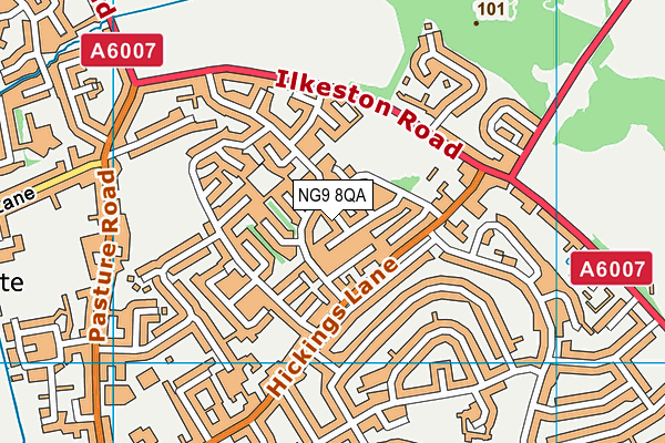 NG9 8QA map - OS VectorMap District (Ordnance Survey)