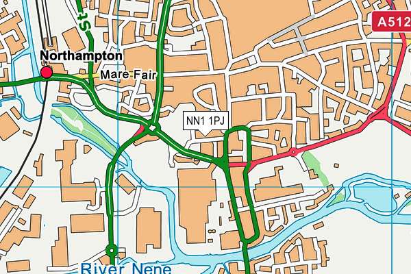 Puregym (Northampton Central) map (NN1 1PJ) - OS VectorMap District (Ordnance Survey)