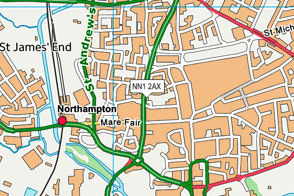 NN1 2AX map - OS VectorMap District (Ordnance Survey)