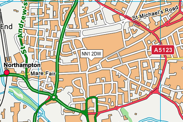 NN1 2DW map - OS VectorMap District (Ordnance Survey)