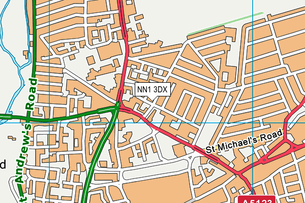 NN1 3DX map - OS VectorMap District (Ordnance Survey)