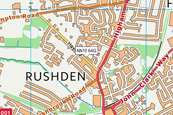 Rushden Academy map (NN10 6AG) - OS VectorMap District (Ordnance Survey)