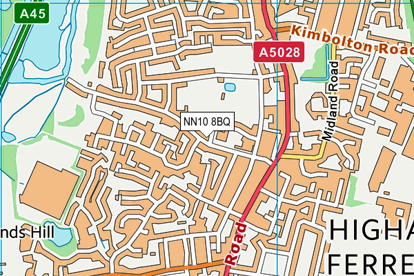 Higham Ferrers Town Band Club (Closed) map (NN10 8BQ) - OS VectorMap District (Ordnance Survey)