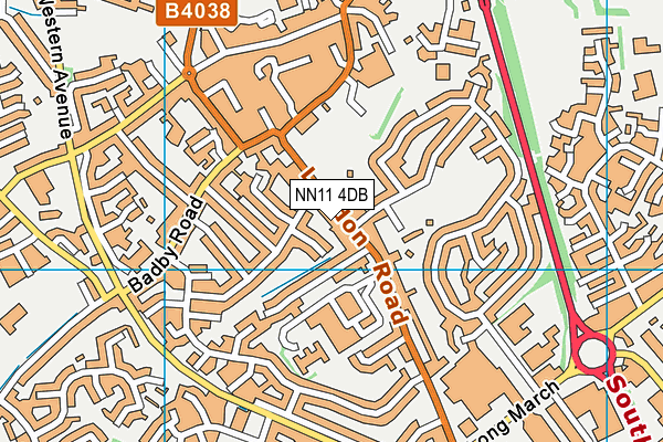 NN11 4DB map - OS VectorMap District (Ordnance Survey)