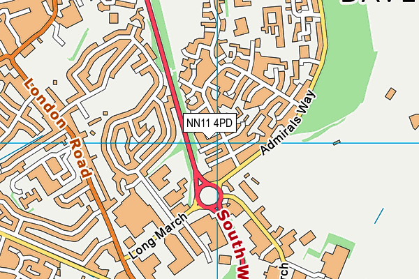 NN11 4PD map - OS VectorMap District (Ordnance Survey)