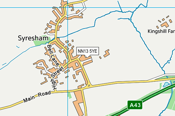 NN13 5YE map - OS VectorMap District (Ordnance Survey)