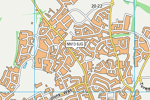 NN13 6JG map - OS VectorMap District (Ordnance Survey)