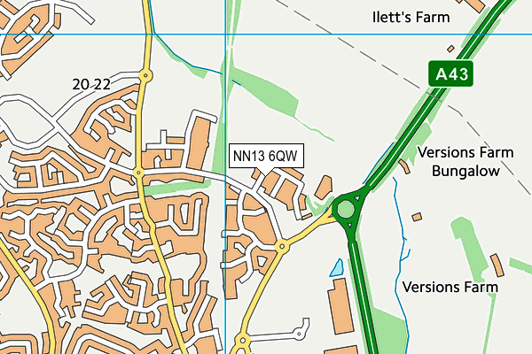 NN13 6QW map - OS VectorMap District (Ordnance Survey)