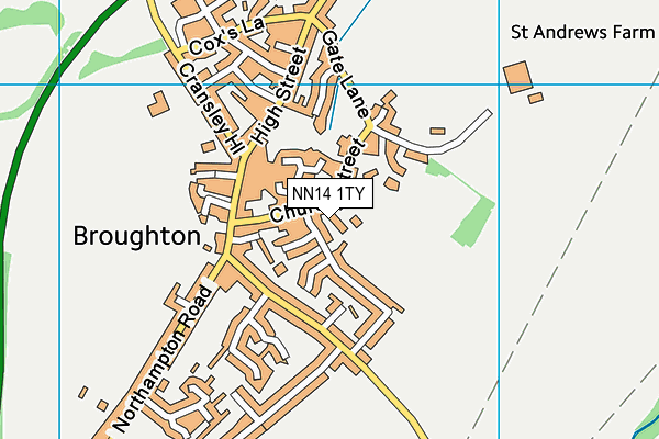 NN14 1TY map - OS VectorMap District (Ordnance Survey)