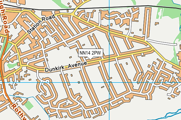 NN14 2PW map - OS VectorMap District (Ordnance Survey)