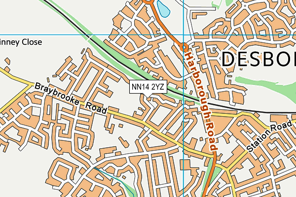 NN14 2YZ map - OS VectorMap District (Ordnance Survey)
