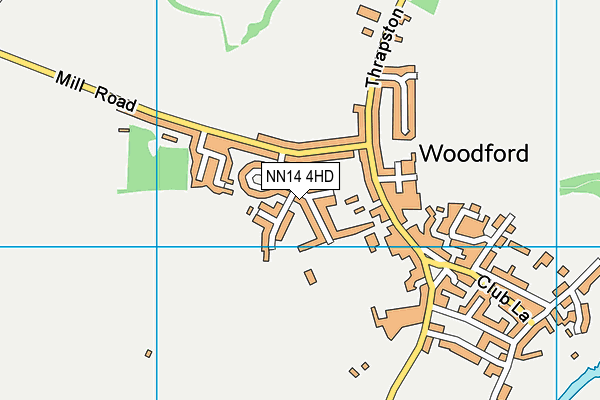 Woodford Community And Sports Club map (NN14 4HD) - OS VectorMap District (Ordnance Survey)