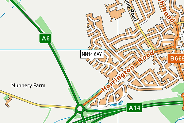 NN14 6AY map - OS VectorMap District (Ordnance Survey)