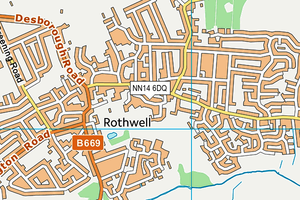Rothwell Recreation Ground map (NN14 6DQ) - OS VectorMap District (Ordnance Survey)