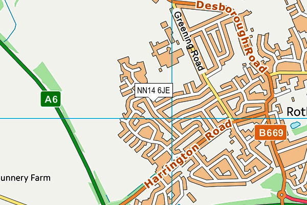NN14 6JE map - OS VectorMap District (Ordnance Survey)