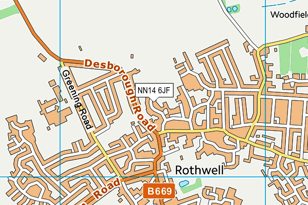 Rothwell Town Cricket Club map (NN14 6JF) - OS VectorMap District (Ordnance Survey)