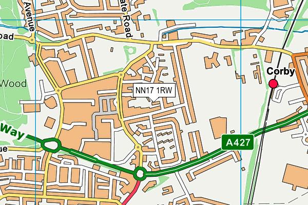 NN17 1RW map - OS VectorMap District (Ordnance Survey)