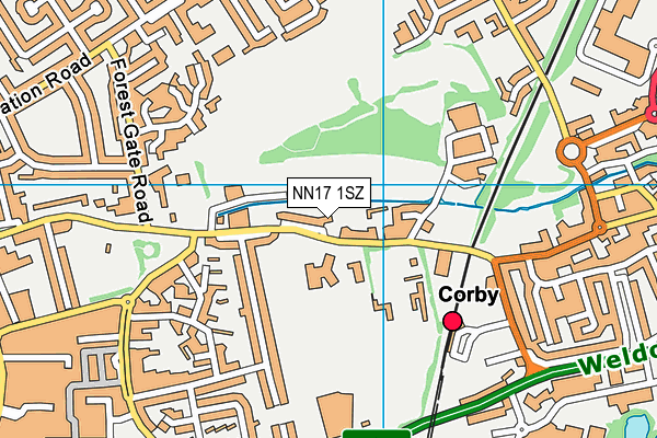 West Glebe Park map (NN17 1SZ) - OS VectorMap District (Ordnance Survey)