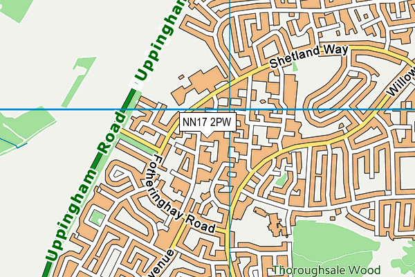 NN17 2PW map - OS VectorMap District (Ordnance Survey)