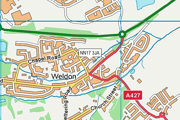 NN17 3JA map - OS VectorMap District (Ordnance Survey)