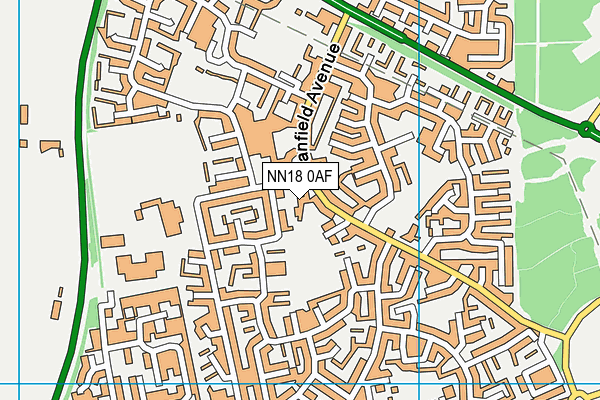 NN18 0AF map - OS VectorMap District (Ordnance Survey)