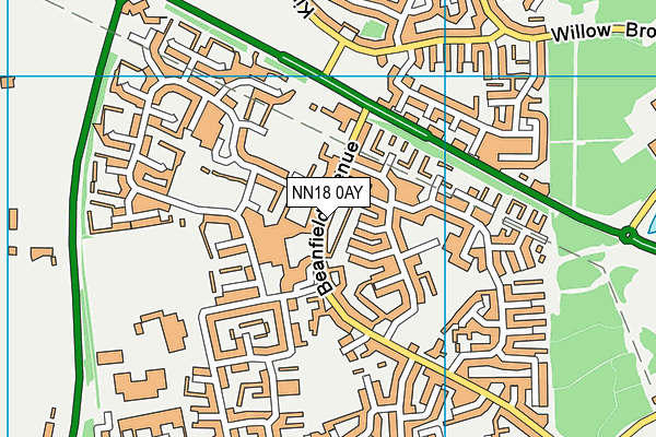 NN18 0AY map - OS VectorMap District (Ordnance Survey)