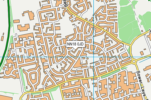 NN18 0JD map - OS VectorMap District (Ordnance Survey)